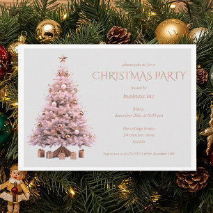 Corporate Rose Gold Christmas Tree Holiday Party Invitation