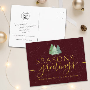 Corporate Seasons Greetings Company Logo Fir Trees Holiday Postcard