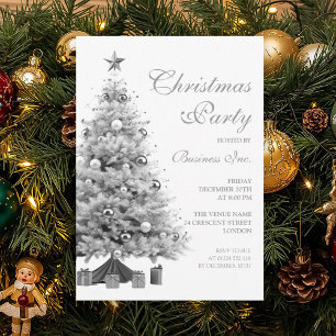 Corporate Silver Christmas Tree Holiday Party  Invitation