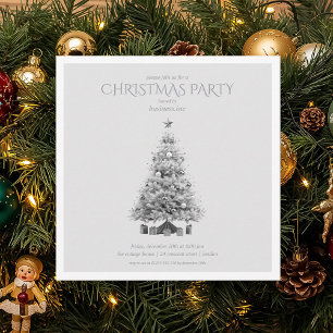 Corporate Silver Christmas Tree Holiday Party  Invitation