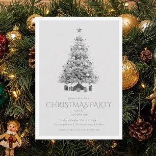 Corporate Silver Christmas Tree Holiday Party Invitation