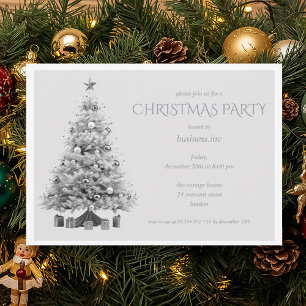 Corporate Silver Christmas Tree Holiday Party Invitation
