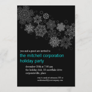 Corporate Snowflake Ebony Holiday Party Invitation