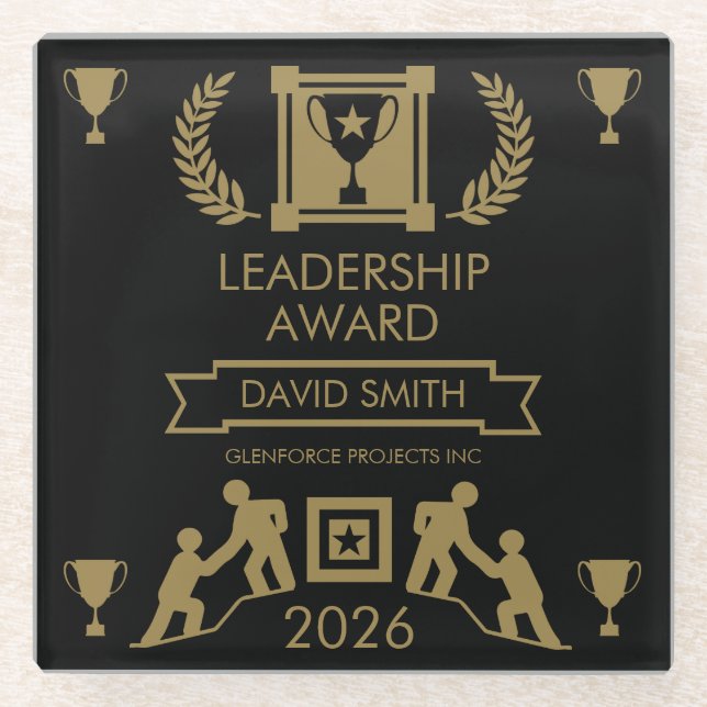 Corporate Staff Leadership Award Glass Coaster (Front)