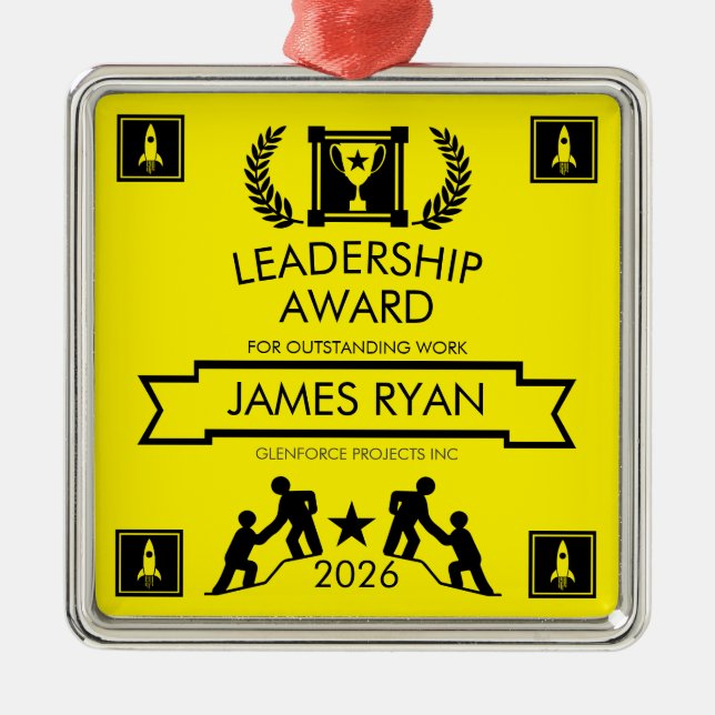 Corporate Staff Leadership Award Metal Tree Decoration (Front)
