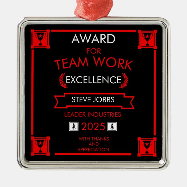 Corporate Staff Team Work Award Metal Tree Decoration (Front)