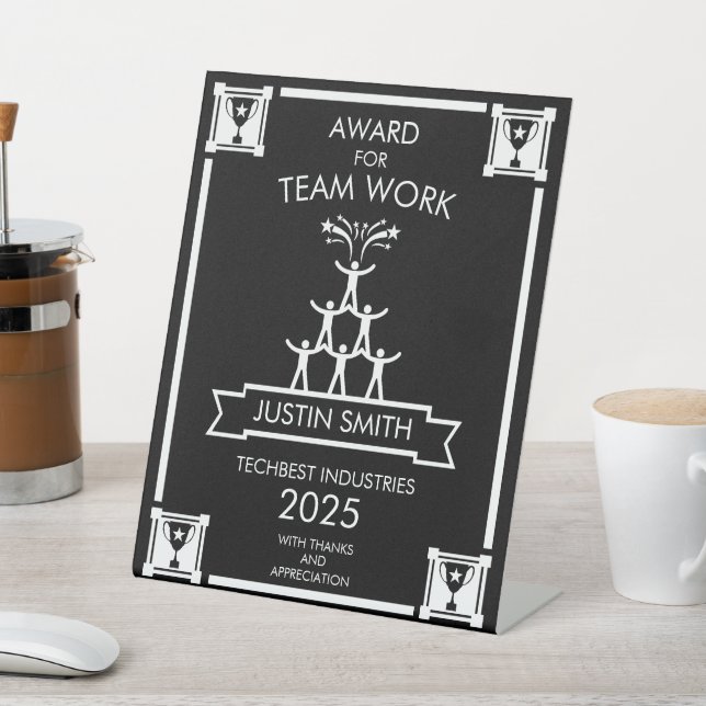 Corporate Staff Team Work Award Pedestal Sign (In SItu)