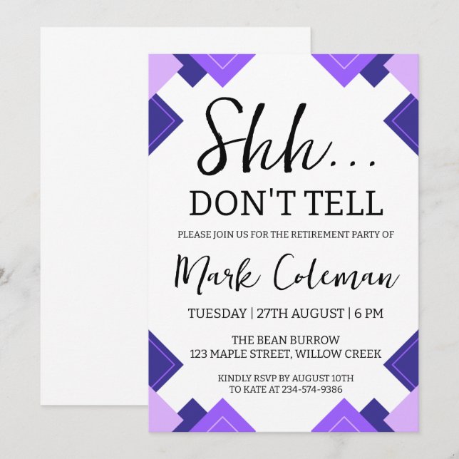 corporate surprise retirement party invitations (Front/Back)