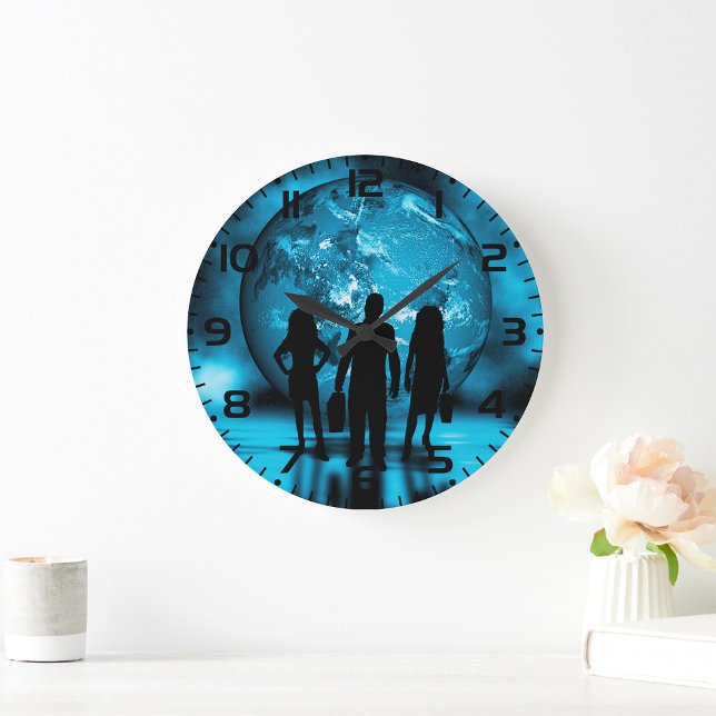Corporate Team Silhouette Futuristic Business Large Clock (Creator Uploaded)