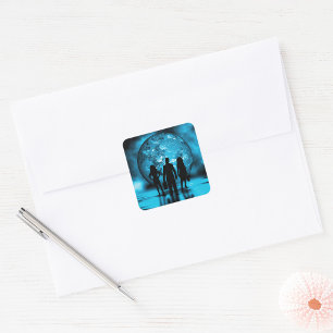Corporate Team Silhouette Futuristic Business Square Sticker