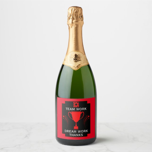 Corporate Team Thanks Sparkling Wine Label (Front)