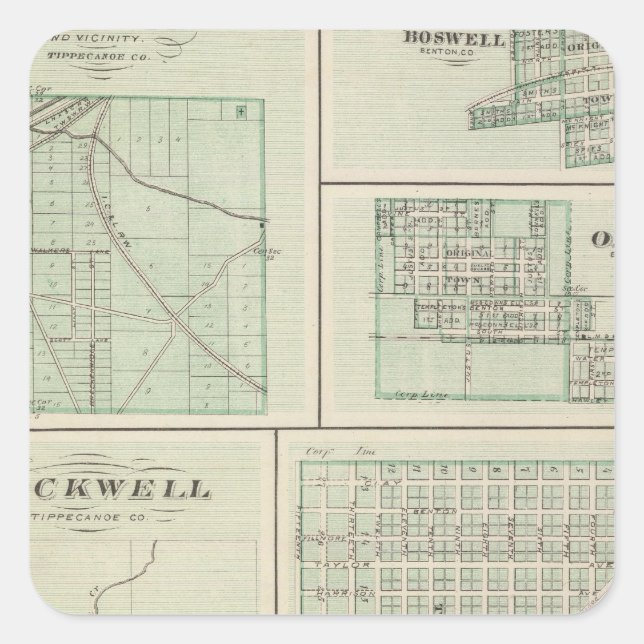 Corporate Town of Fowler, Benton Co Square Sticker (Front)