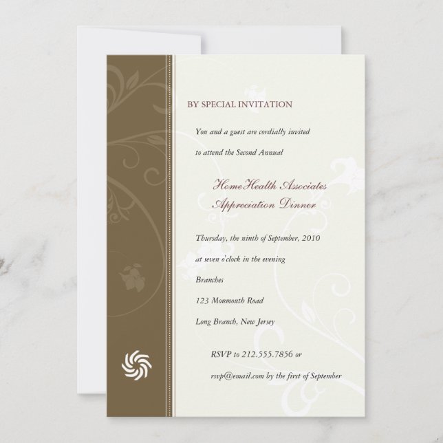 Corporate Vines Chestnut Brown Invitation (Front)