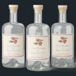 Corporate Vintage Red Floral Holiday Custom    Liquor Bottle Label<br><div class="desc">Simple and Elegant Vintage Floral Customisable Christmas Label. Old world vintage botanical design with burgundy red script. This elegant Christmas label is perfect for your company or corporate holiday party. Easy to customise with company or family name.</div>