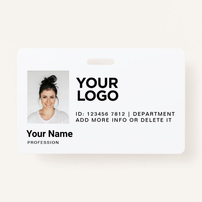 Corporate White Employee Modern Photo ID Security ID Badge (Front)