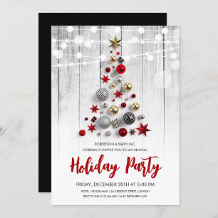 Corporate Xmas Tree Holiday String Lights Invitation