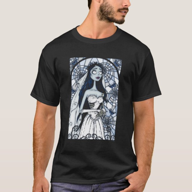 Corpse Bride Emily Death Bride Stained Glass Frame T-Shirt (Front)