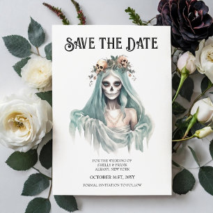 Corpse Bride Mint Halloween Save the Date Invitation