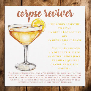 Corpse Reviver Cocktail Drink Recipe Card