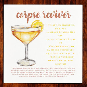 Corpse Reviver Cocktail Drink Recipe Party Napkin