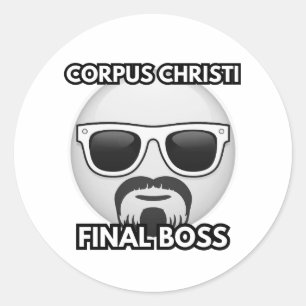 Corpus Christi Final Boss Cool Emoji Classic Round Sticker