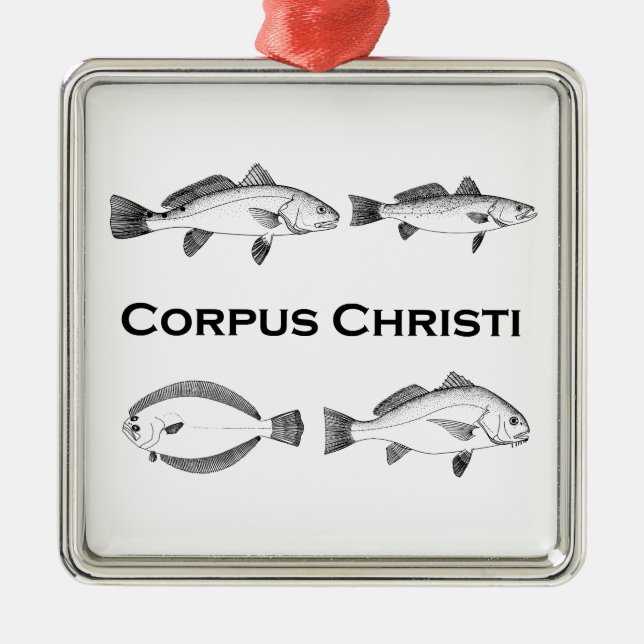 Corpus Christi Fishing  - Saltwater Fish Metal Tree Decoration (Front)