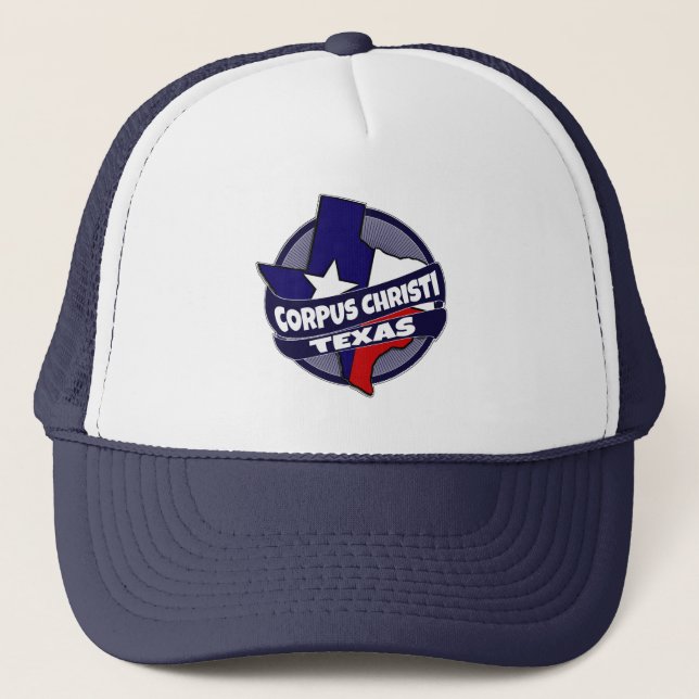 Corpus Christi Texas flag burst trucker hat (Front)