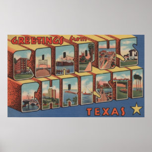 Corpus Christi, Texas - Large Letter Scenes Poster