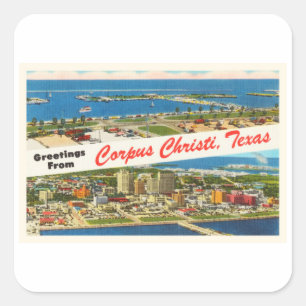 Corpus Christi Texas TX Vintage Travel Souvenir Square Sticker