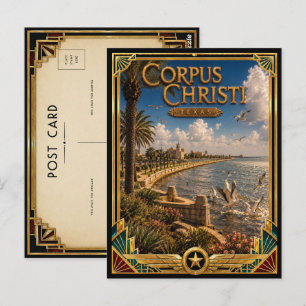 Corpus Christi Texas Vintage Art Deco Golden Age Postcard