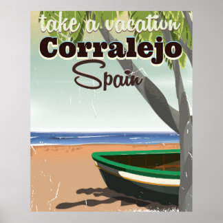 Corralejo Spain vintage beach vacation Poster
