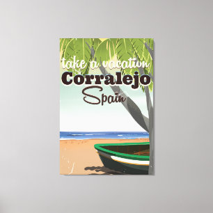 Corralejo Spain vintage beach vacation Poster Canvas Print
