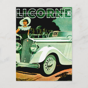 Corre La Licorne ~ Vintage Automobile Ad Postcard