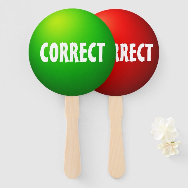Correct Incorrect Quiz Paddle Sign Hand Fan (Front and Back)