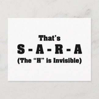 Correct Spelling of Sara Postcard