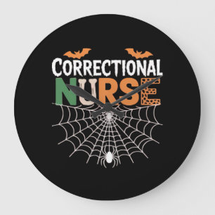 Correctional Nurse Halloween Pumpkin Classic T-Shi Large Clock