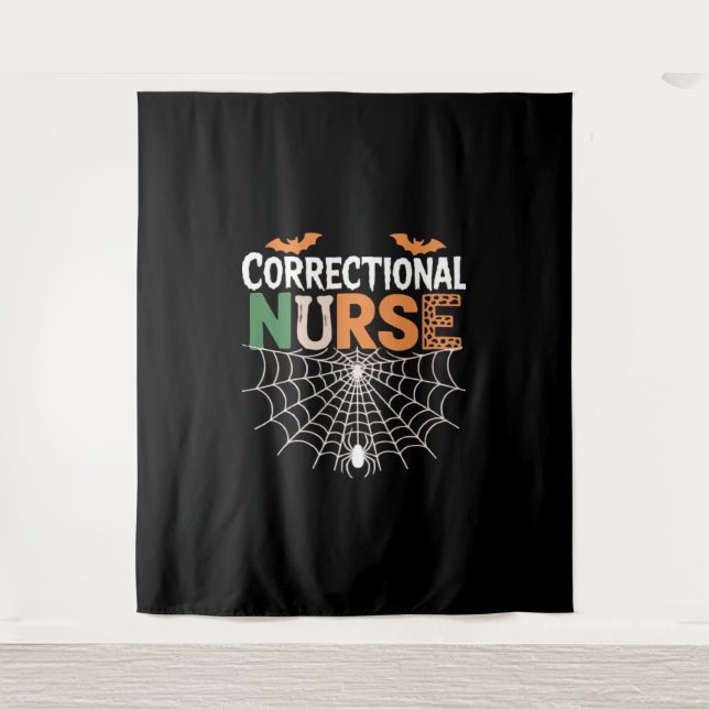 Correctional Nurse Halloween Pumpkin Classic T-Shi Tapestry (Front)