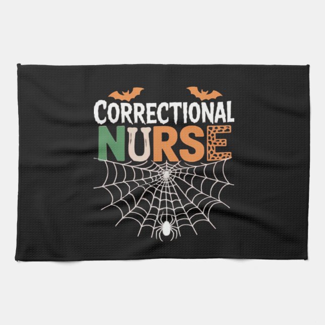Correctional Nurse Halloween Pumpkin Classic T-Shi Tea Towel (Horizontal)