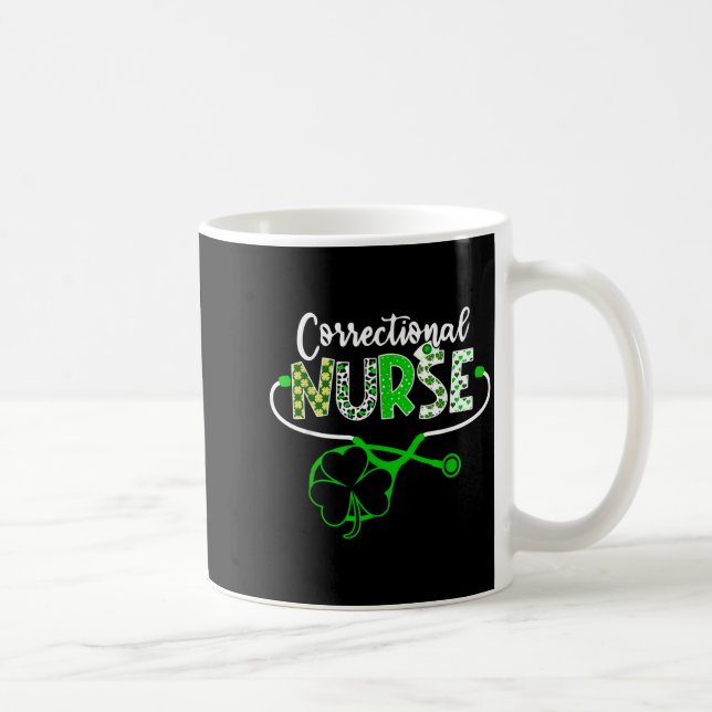 Correctional Nurse Stethoscope Shamrock St Coffee Mug (Right)