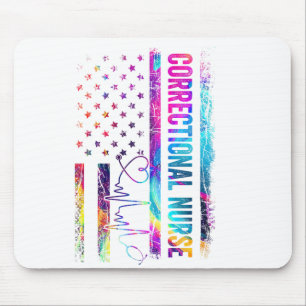Correctional Nurse Tie Dye American Flag Patriotic Mouse Mat