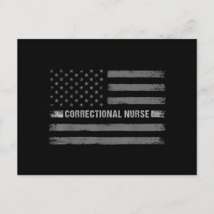 Correctional Nurse US Flag Vintage Health Care Holiday Postcard
