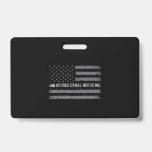 Correctional Nurse US Flag Vintage Health Care ID Badge