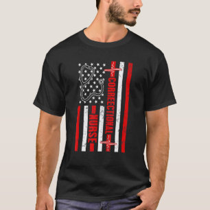 Correctional Nurse Usa American Flag Heartbeat Ste T-Shirt