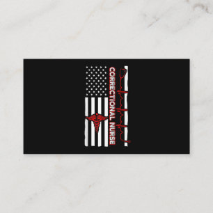Correctional Nurse USA Flag Nursing RN Business Card