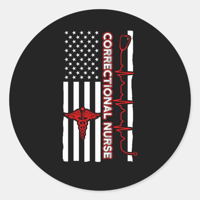 Correctional Nurse Usa Flag Nursing Rn Classic Round Sticker (Front)