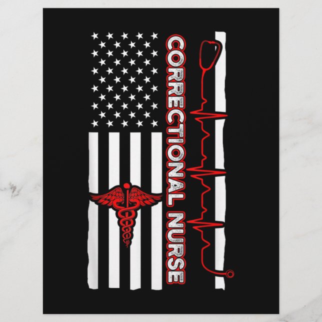 Correctional Nurse USA Flag Nursing RN Custom Letterhead (Front)