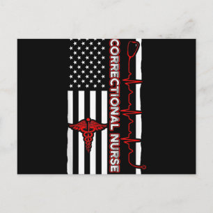 Correctional Nurse USA Flag Nursing RN Holiday Postcard