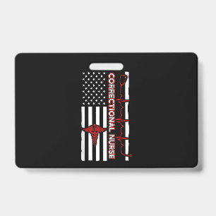 Correctional Nurse USA Flag Nursing RN ID Badge