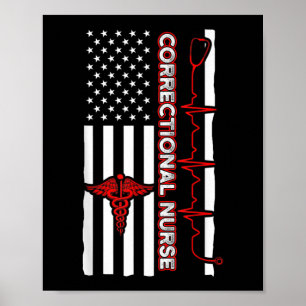 Correctional Nurse USA Flag Nursing RN Poster