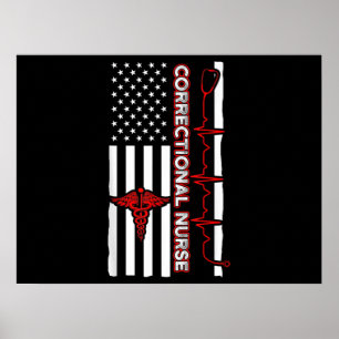 Correctional Nurse USA Flag Nursing RN Poster